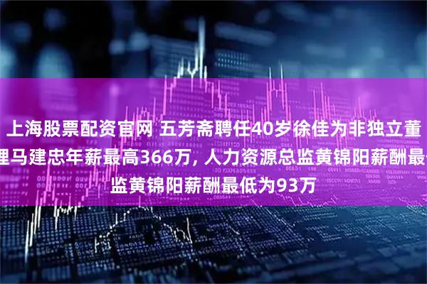 上海股票配资官网 五芳斋聘任40岁徐佳为非独立董事, 总经理马建忠年薪最高366万, 人力资源总监黄锦阳薪酬最低为93万