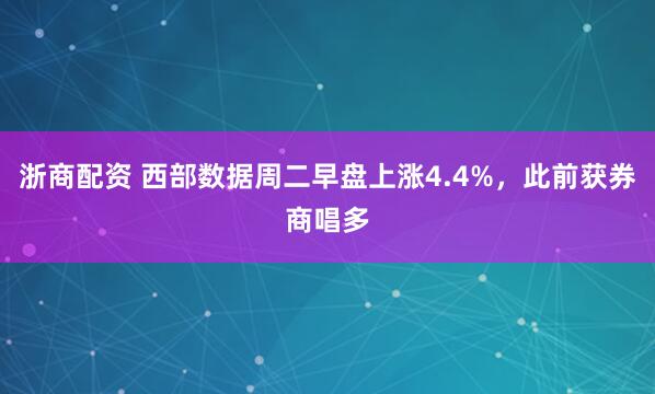 浙商配资 西部数据周二早盘上涨4.4%，此前获券商唱多
