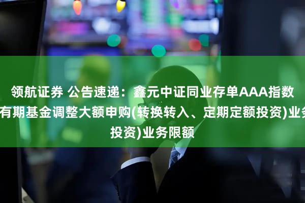 领航证券 公告速递：鑫元中证同业存单AAA指数7天持有期基金调整大额申购(转换转入、定期定额投资)业务限额
