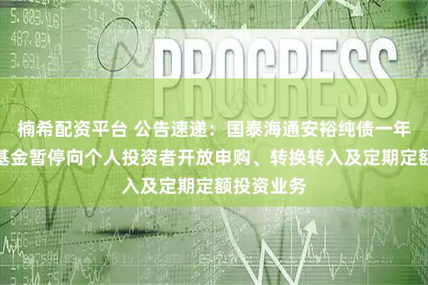 楠希配资平台 公告速递：国泰海通安裕纯债一年定开债券基金暂停向个人投资者开放申购、转换转入及定期定额投资业务