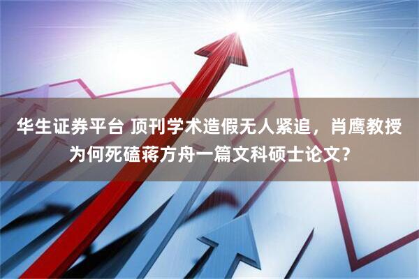 华生证券平台 顶刊学术造假无人紧追，肖鹰教授为何死磕蒋方舟一篇文科硕士论文？